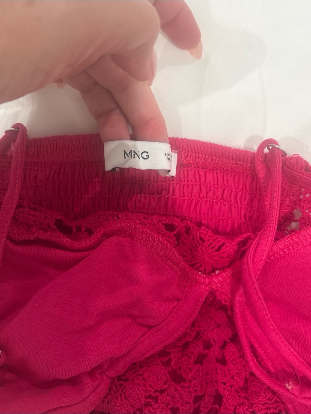 Crochet Bralette Top in Deep Raspberry Pink - Picture 3 of 3